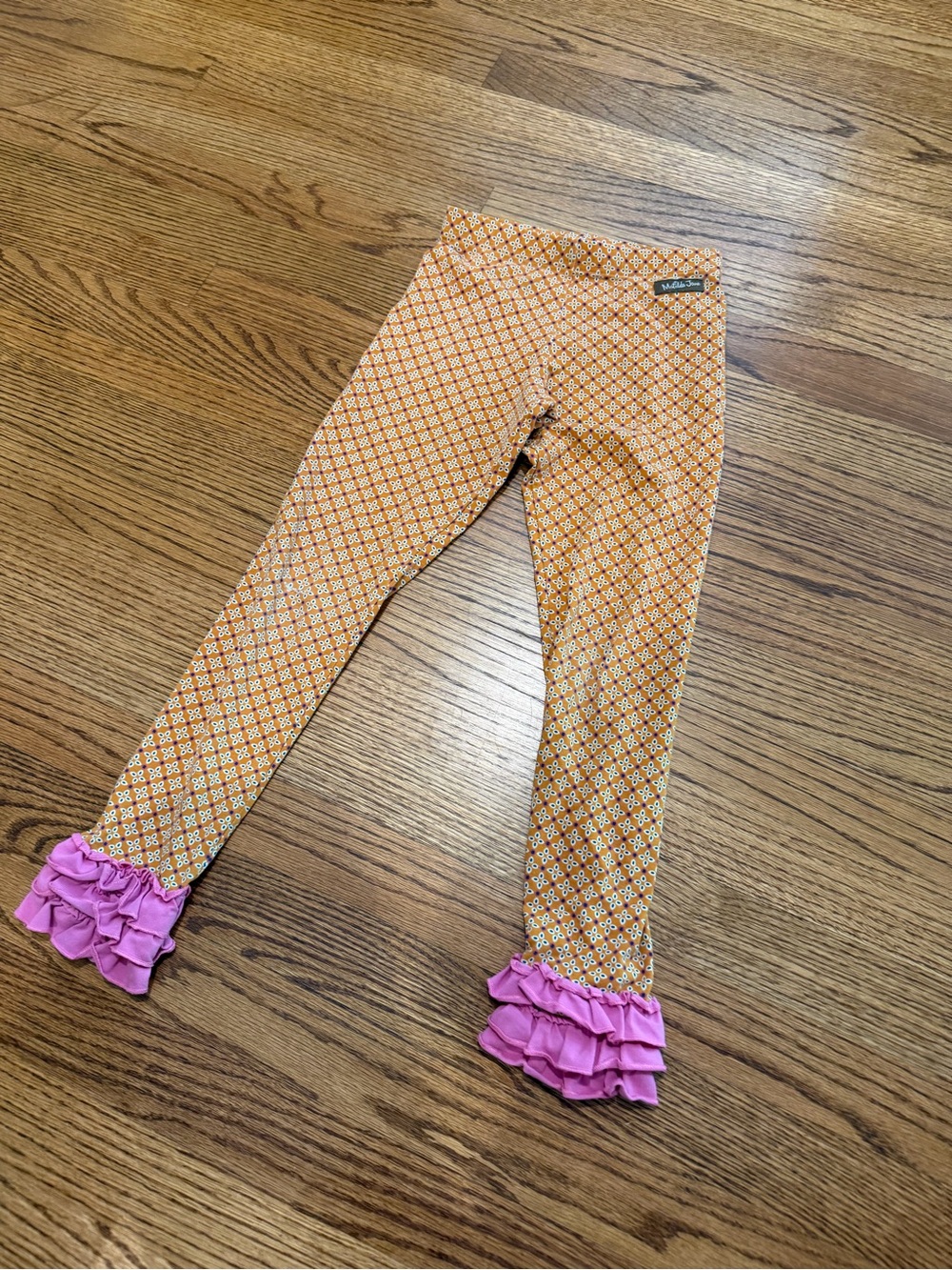 Matilda Jane Orange Geometric Print Leggings with Blue Accents